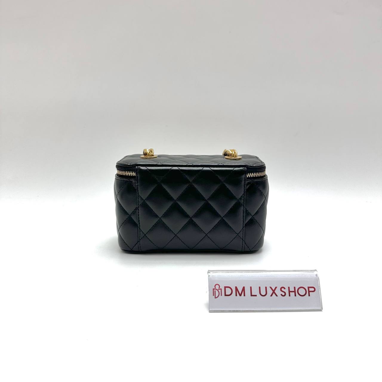 Chanel Black Vanity Case w/ Chain GHW (Microchip)