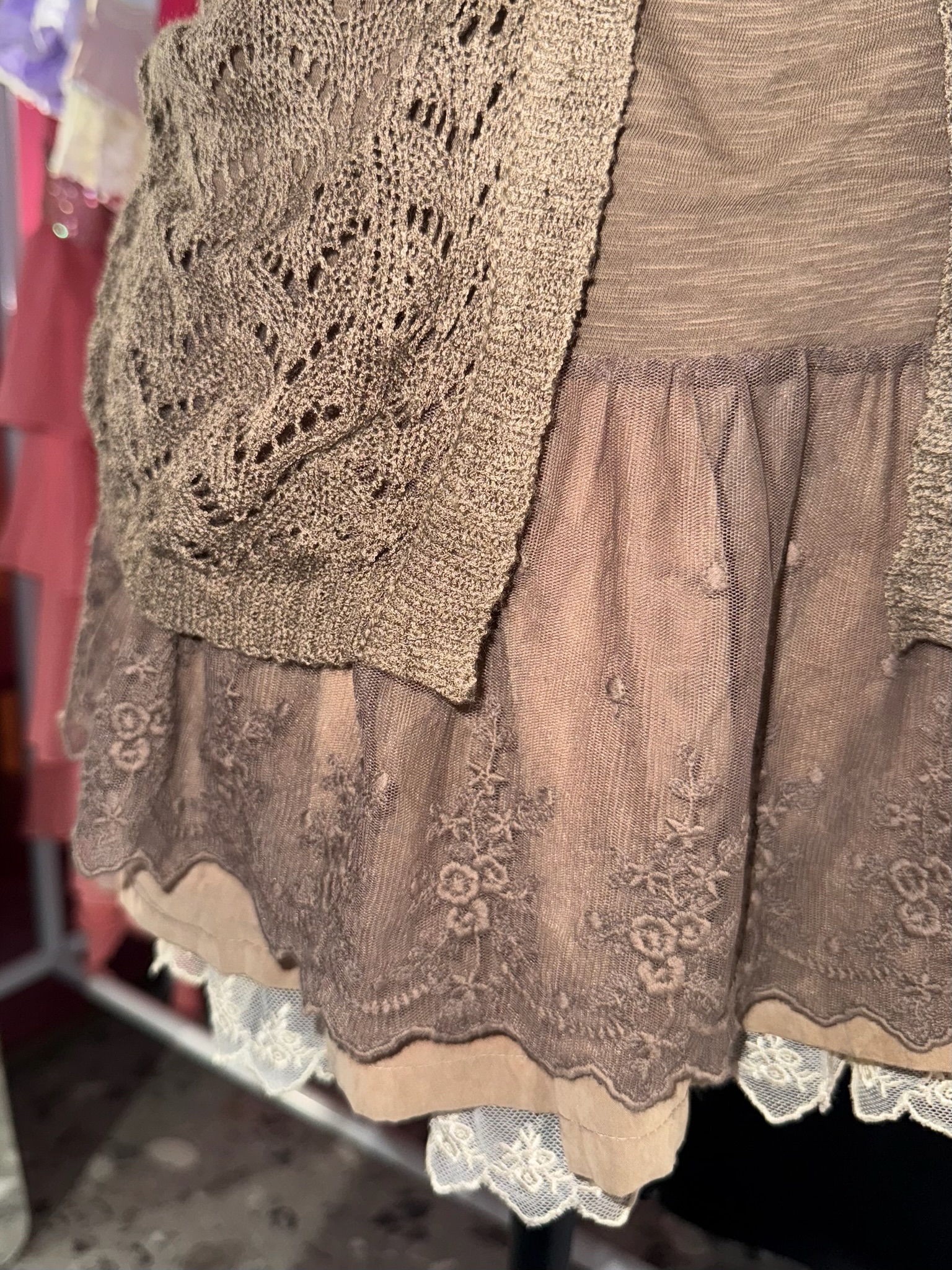 Brown Short-Sleeved Strap Hollow Set