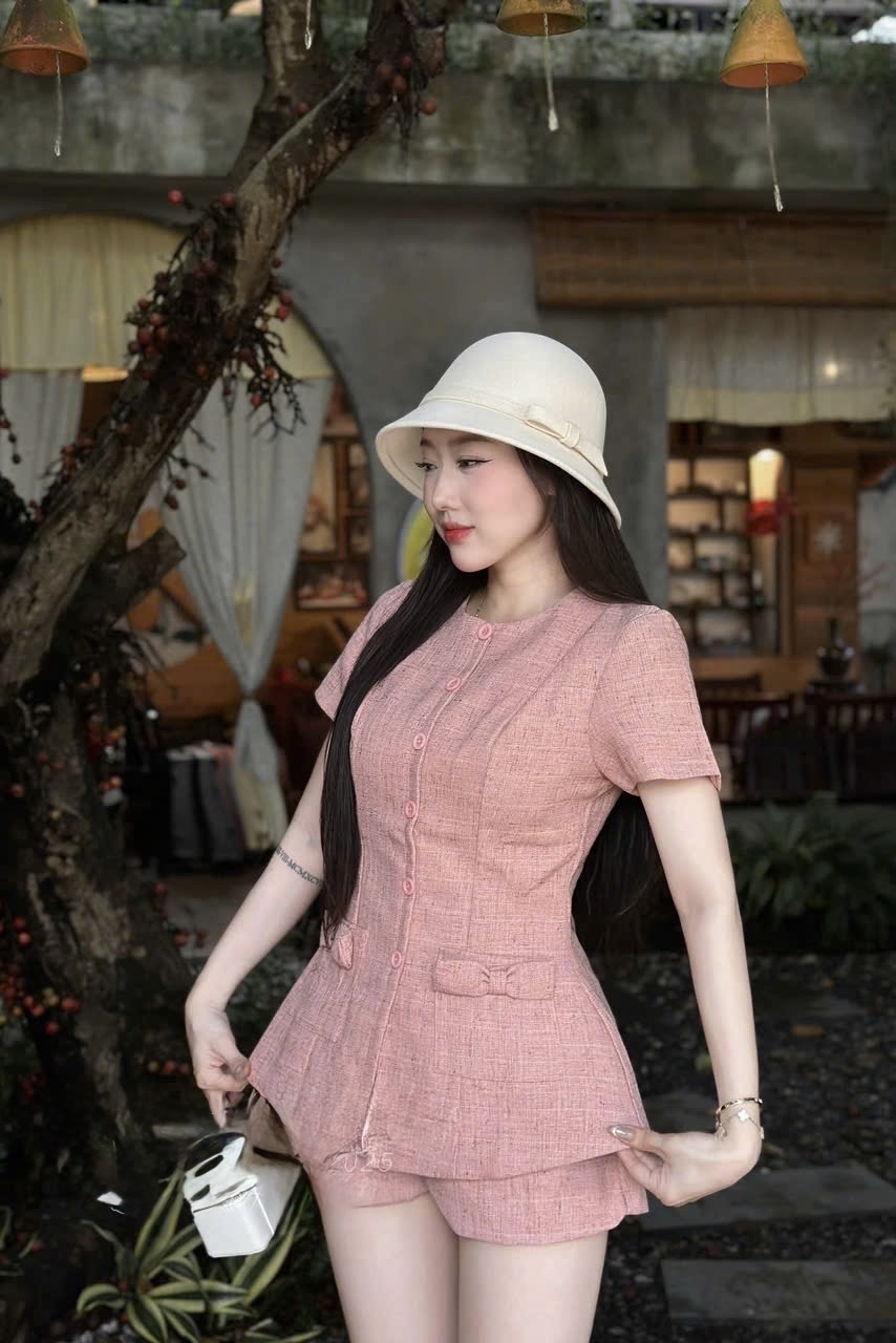 優雅女士亞麻套裝