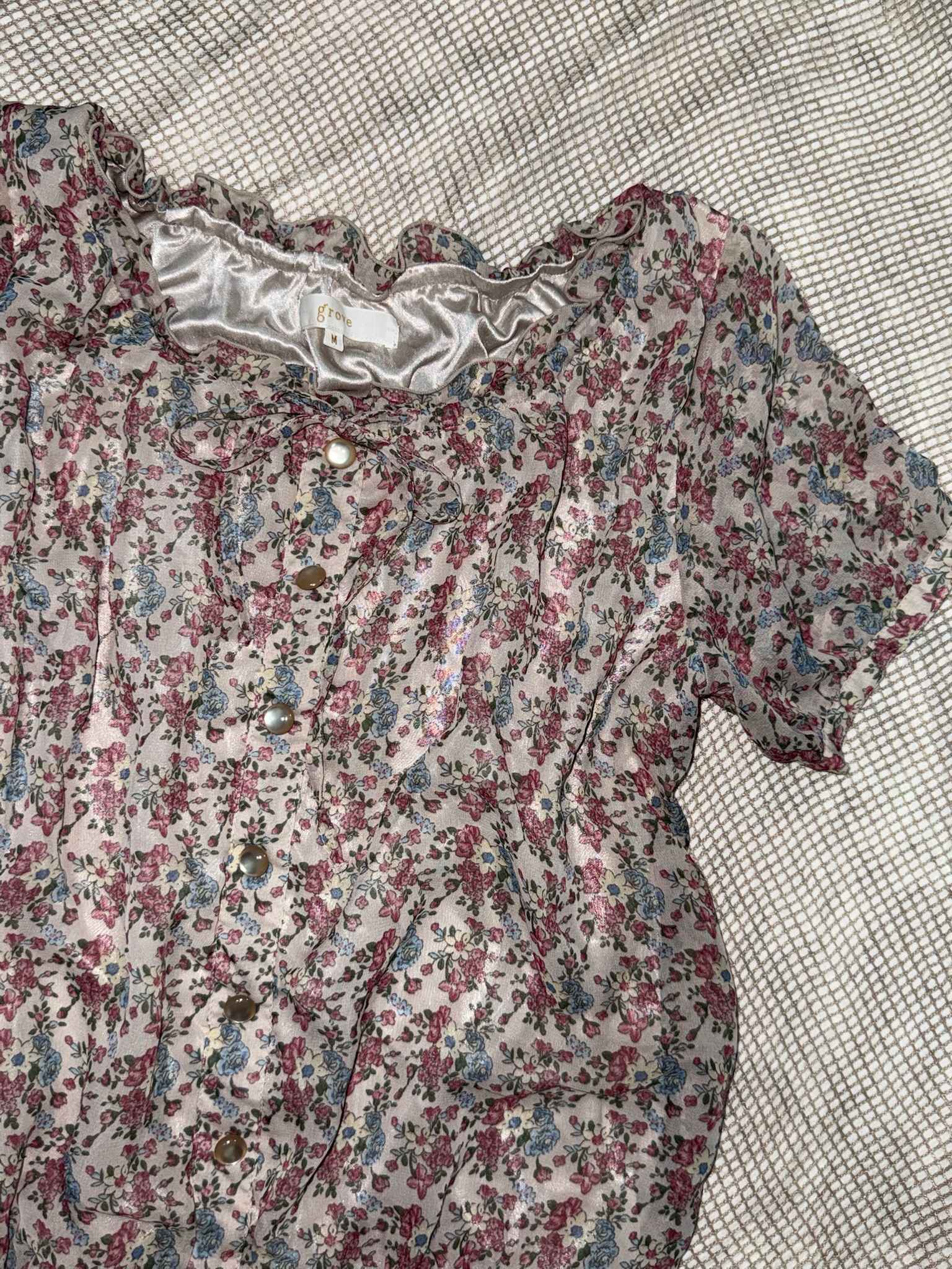 Coquette Aesthetic Ruffle Button-Down Floral