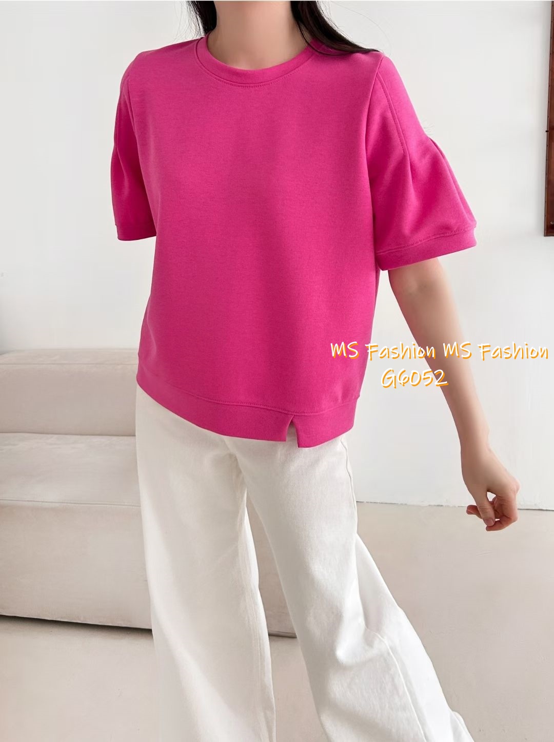 G6052 韓國🇰🇷特色袖小開叉腳top