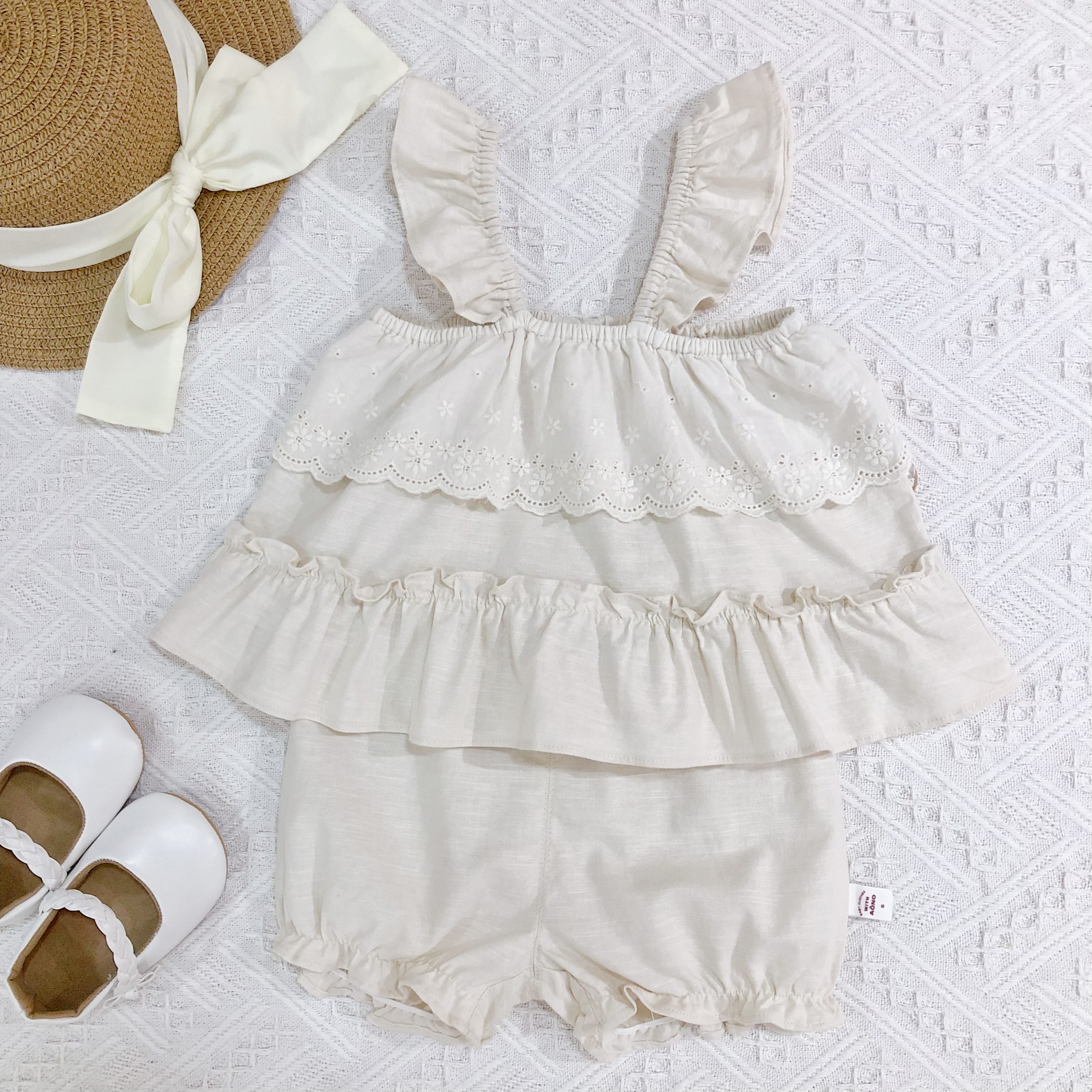Ivory Summer Two-Piece Set with Ruffles
