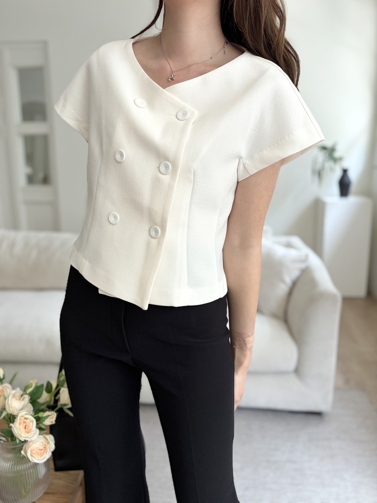 Chloe Double-Breasted Blouse (Ivory)