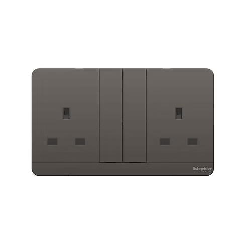 施耐德 AvatarOn 石墨灰 13A孖蘇有掣 插座