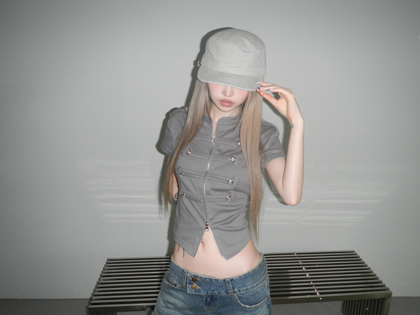 Napoleon Cropped Zip-Up Top