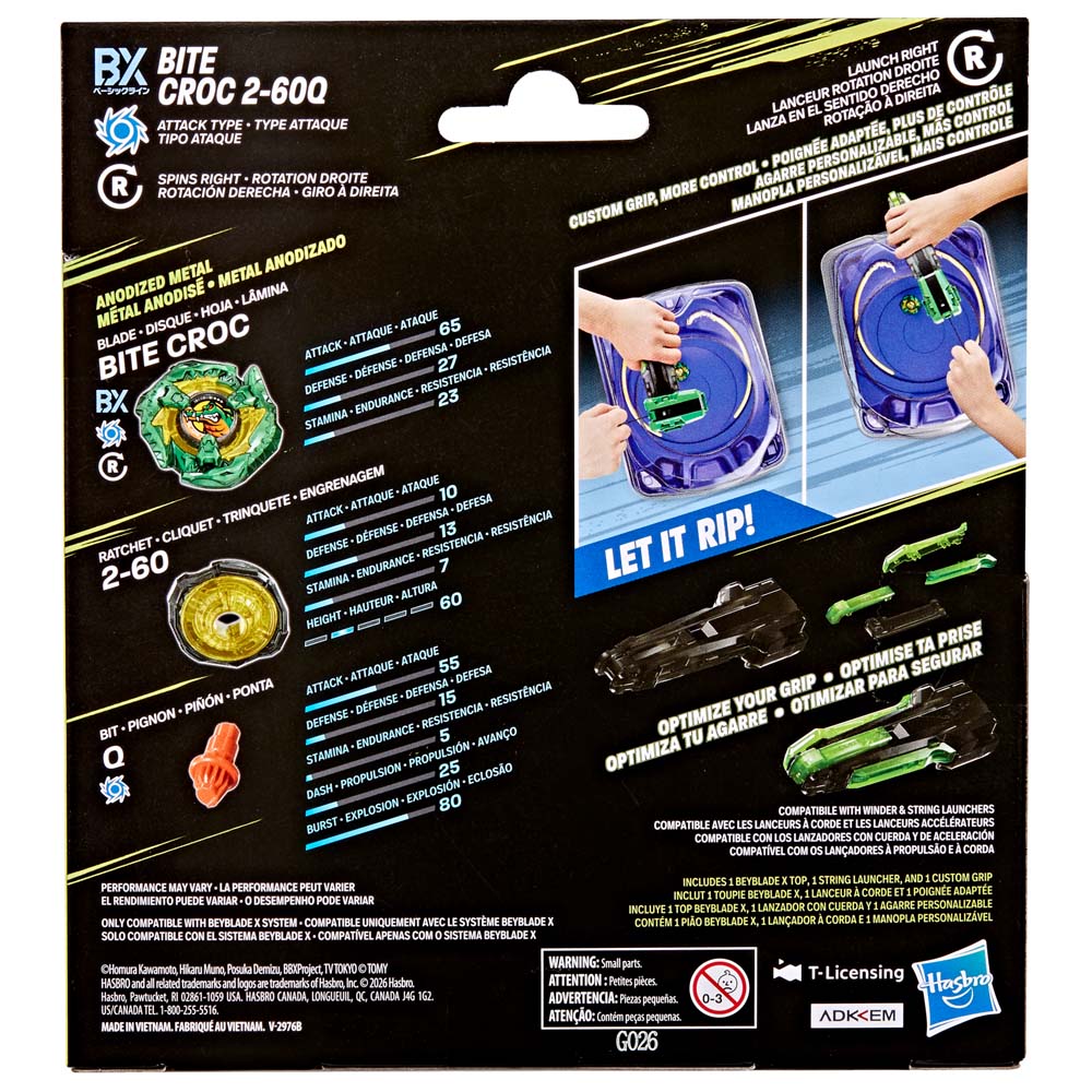 Pre Order 爆旋陀螺X 巨鱷粉碎 BEYBLADE X Bite Croc 2-60Q 拉線發射器 連限定手柄套裝 (美版) (預訂)
