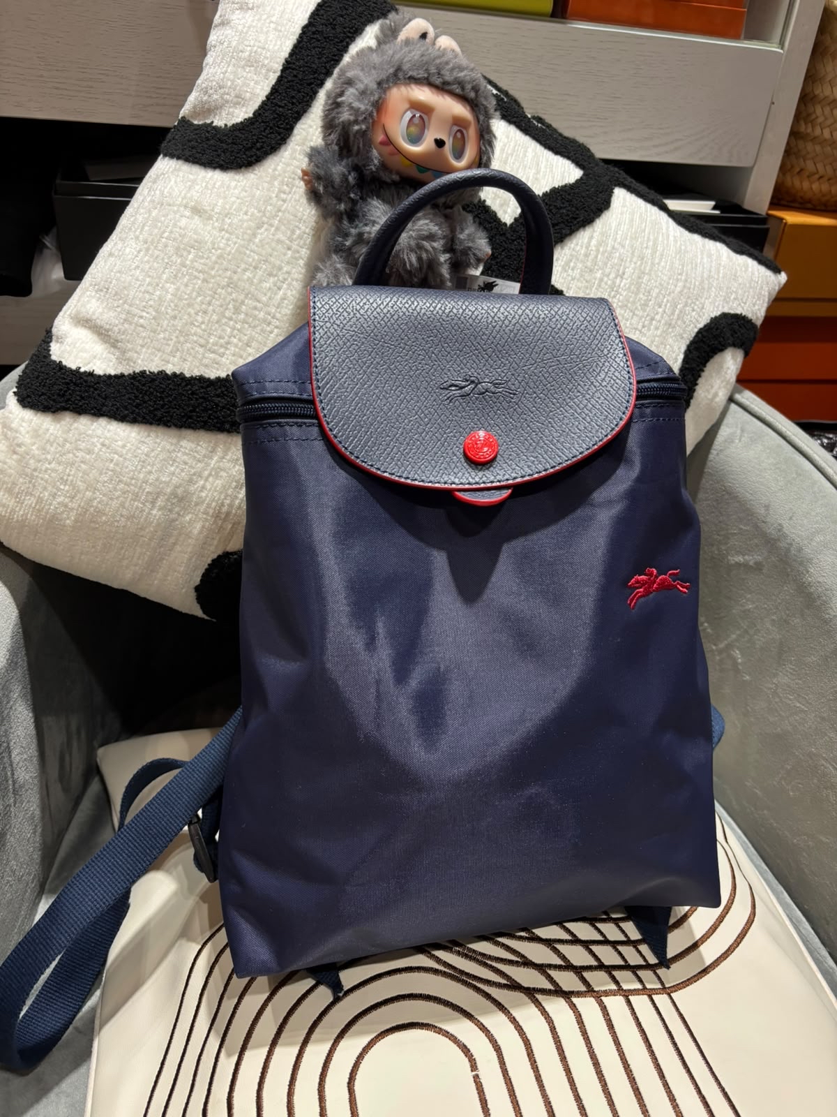 LONGCHAMP  Nylon Le Pliage Club Backpack 深藍色100%Authentic, 95%New
