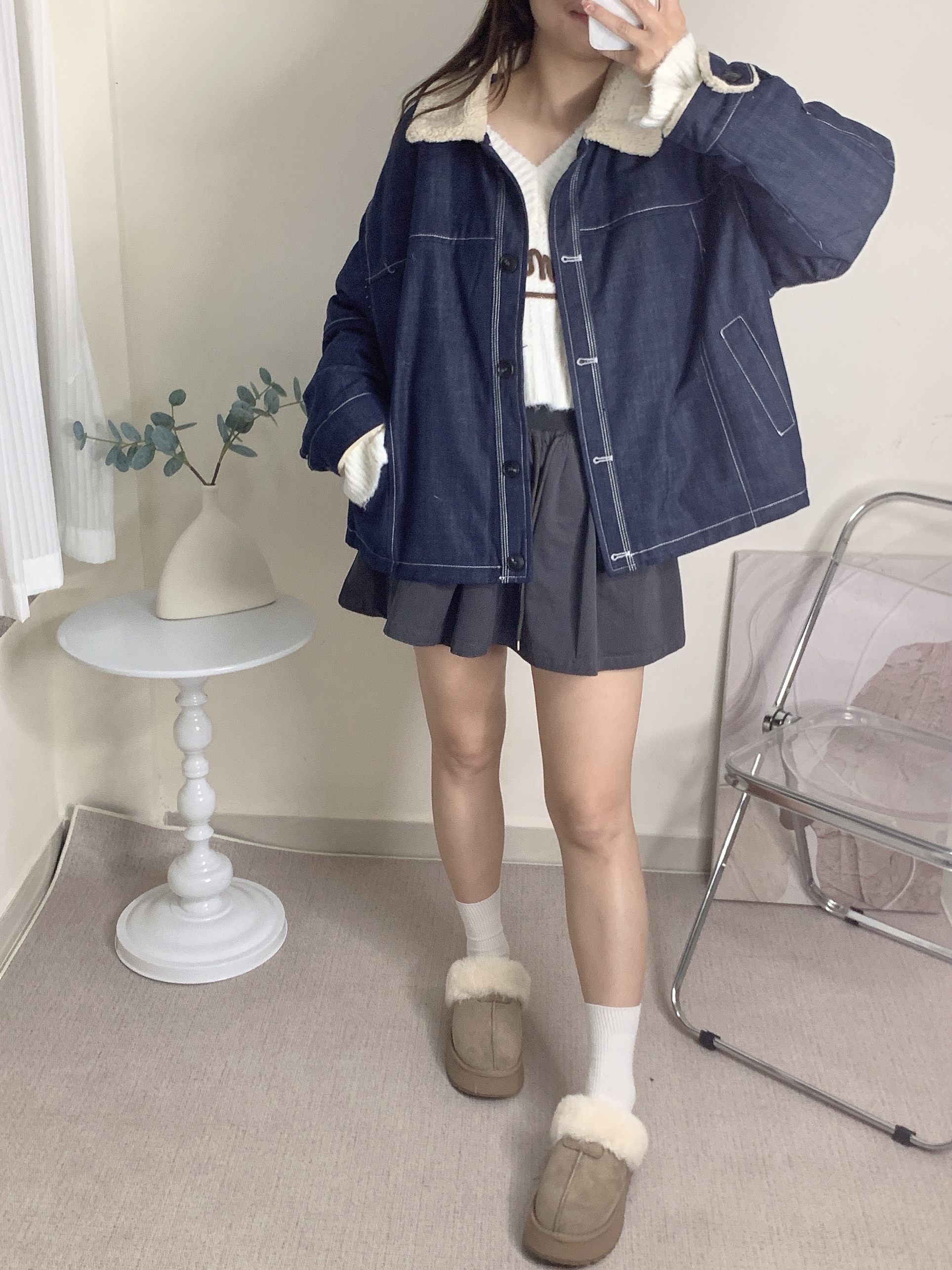 羊羔毛領牛仔褸