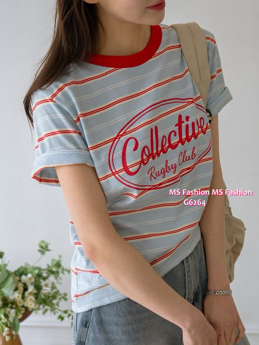 G6264 韓國🇰🇷靚色橫間tee仔