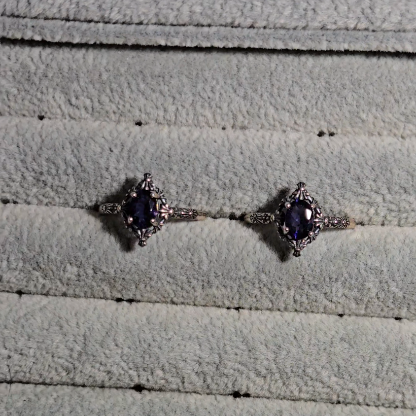 Iolite rings in adjustable sterling silver - JW35