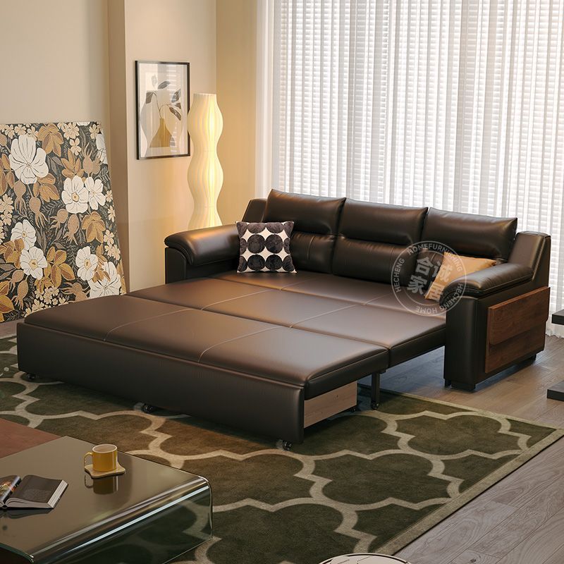 納帕皮布藝梳化床｜客廳 2025 新款北歐日式原木風直排布梳化 sofa