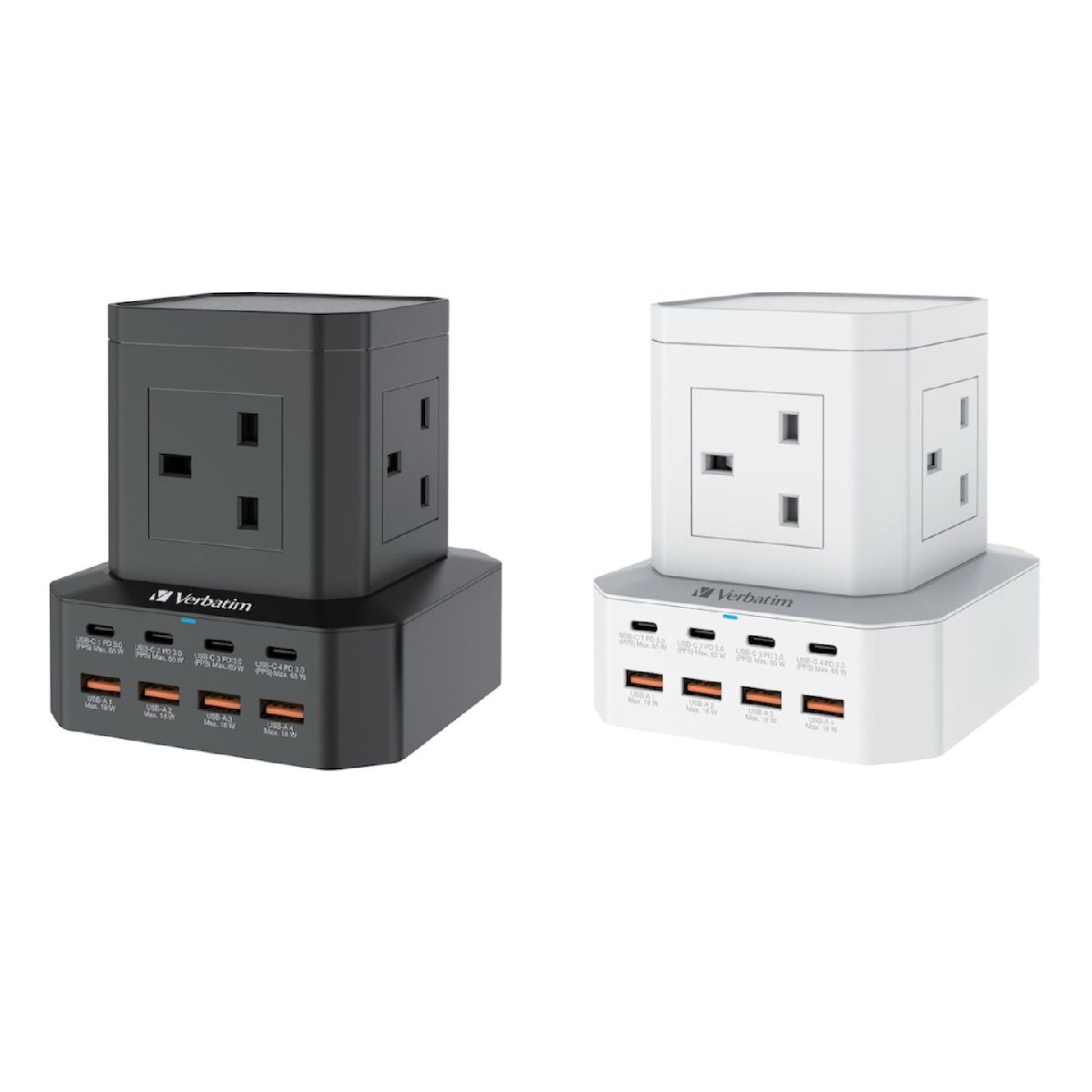 Verbatim 4 AC 插座 + 8 端口 65W PD & QC 3.0 電源板