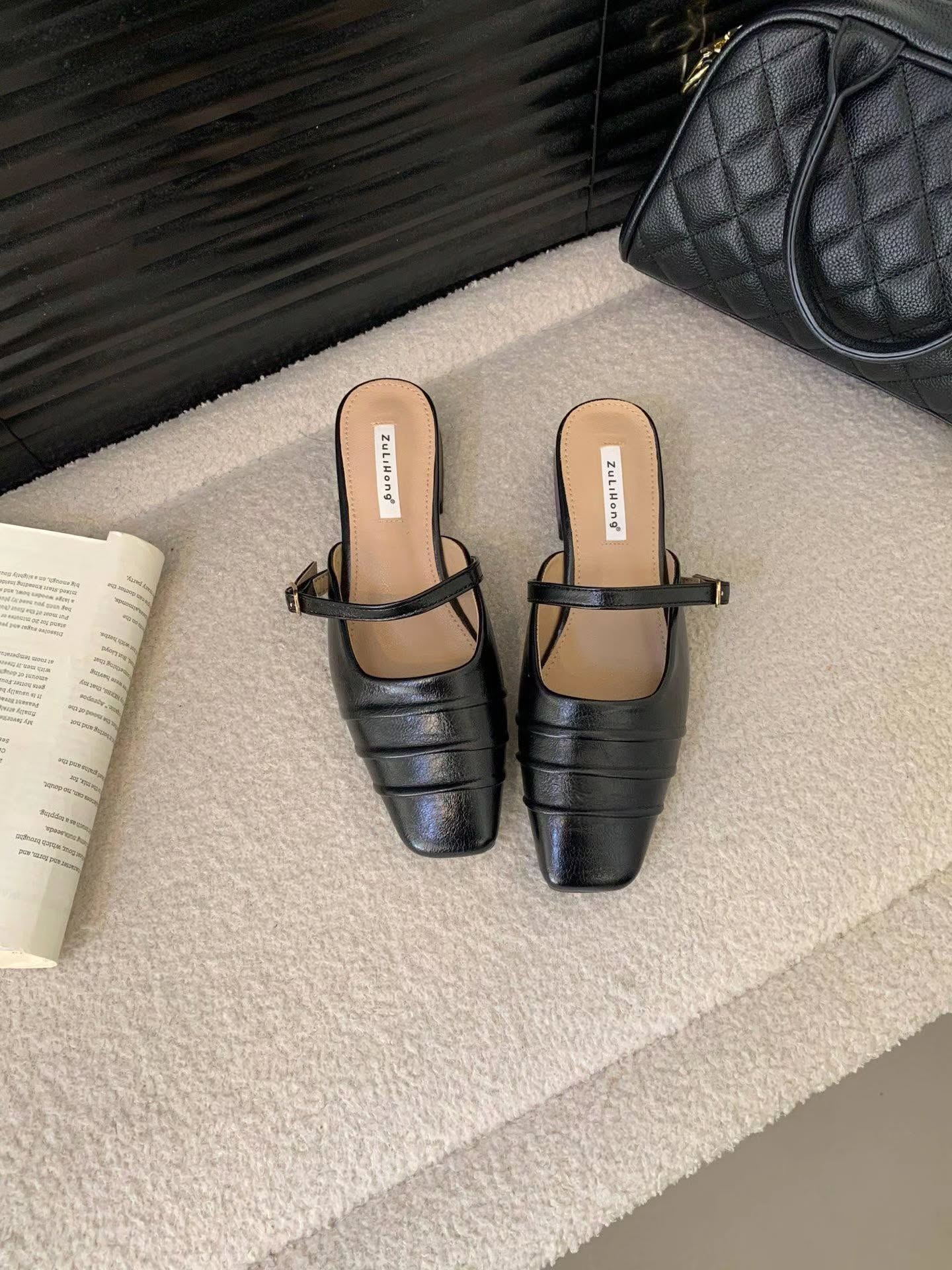 520-11 复古压褶玛丽珍半拖鞋 🇨🇳