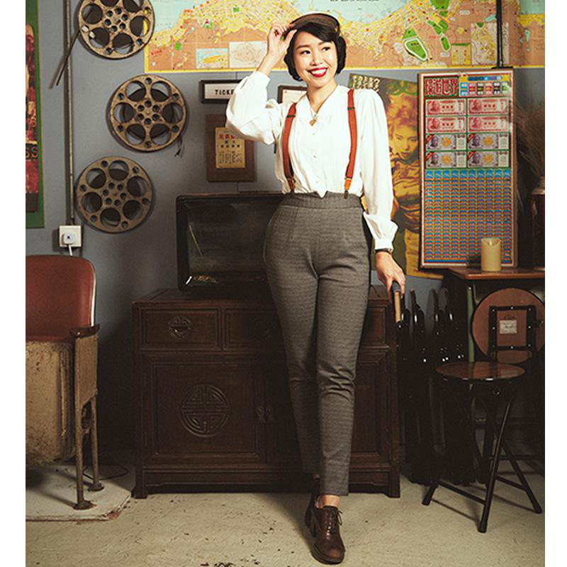 (SOLD OUT)High Waist Detective Cigarette Pants (FM126)
