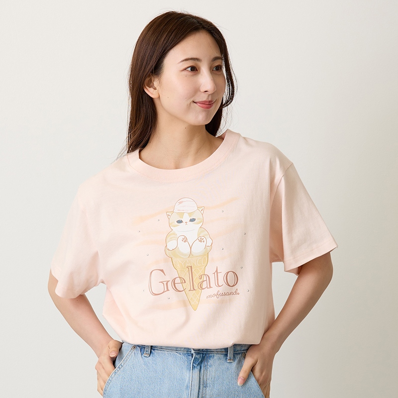 🌸 【預訂】mofusand Gelato T-shirt (Pale Pink) - mofusand 5/6新品
