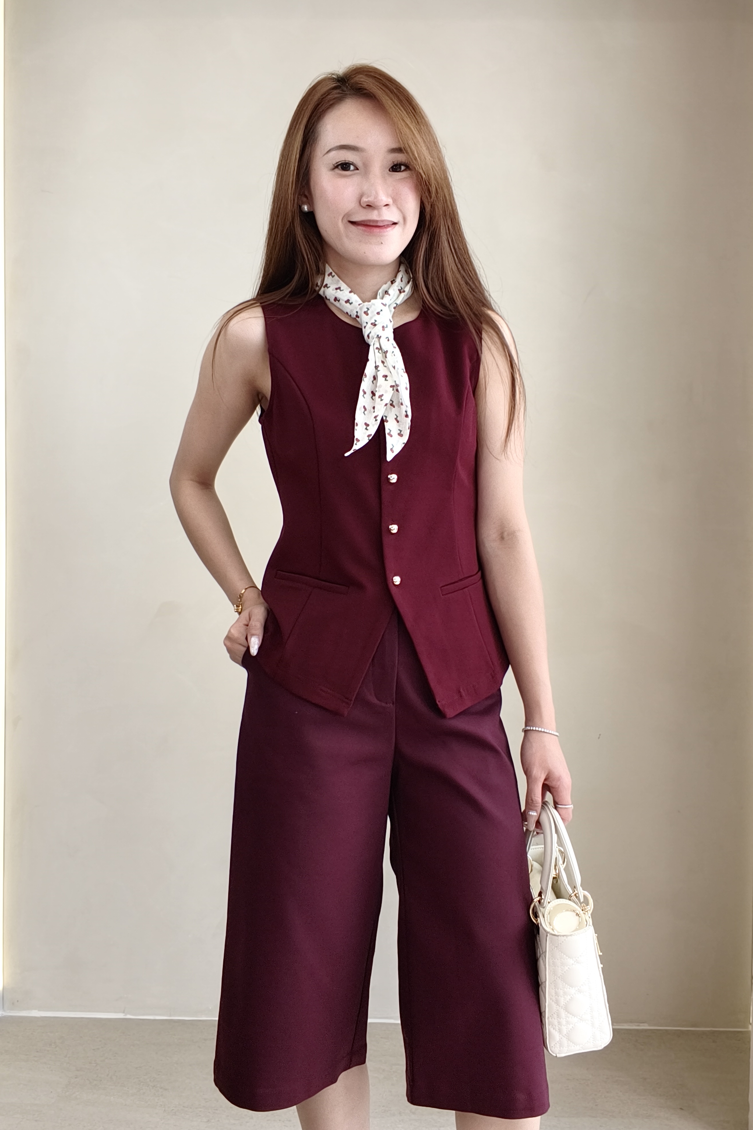915852 Aurelia Tailored Gold Button Vest