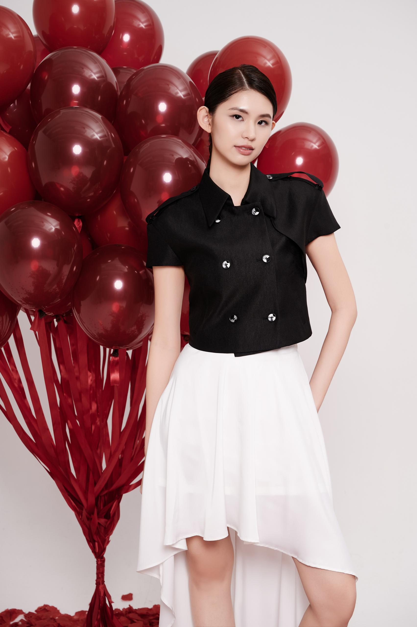 CB2648 TRENCH STYLE SHORT/SLLV BLOUSE 