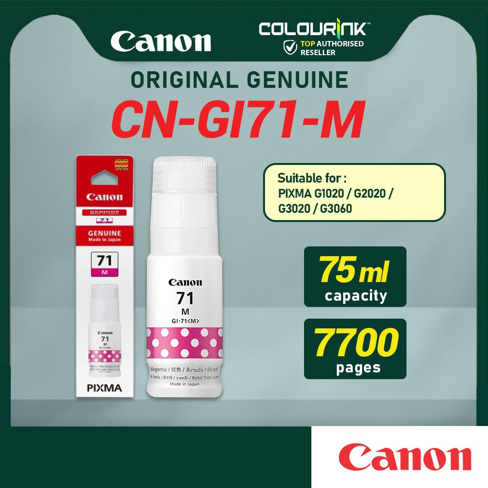 Canon Ink Bottle GI-71 Black Cyan Magenta Yellow MC-G02 Maintaince Cartridge for G1020 G2020 G3020 G3060
