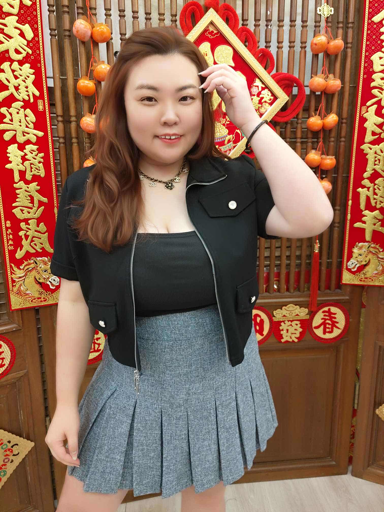 NFD04 TW#3858-1 毛呢百褶裤裙