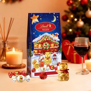 LIndt 瑞士蓮 泰迪熊朱古力 聖誕節限定分享禮物裝 450G (55粒) 平行進口 (此日期前最佳：2026-03-31）