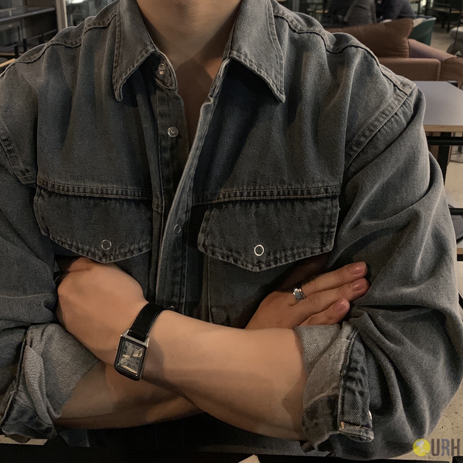 【100%保證韓國直送】復古感水洗雙口袋寬鬆版型牛仔襯衫 👕 [2 color] RL114836