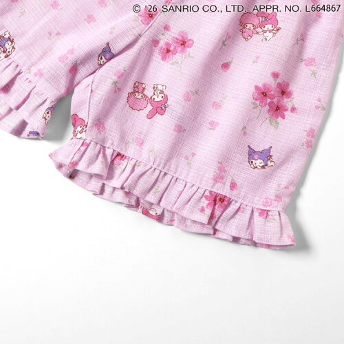 🆕【⭐訂購⭐】🌀 🇯🇵 日本直送 #Kitty / #Melody+#Kuromi 荷葉邊 喇叭袖 甚平+腰帶 三件套裝🌀 [ELDA-0083][260509]