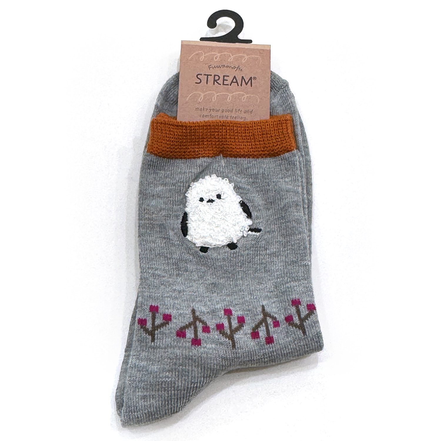 Stream - 襪子 (灰色長尾山雀雪尼爾刺繡款)