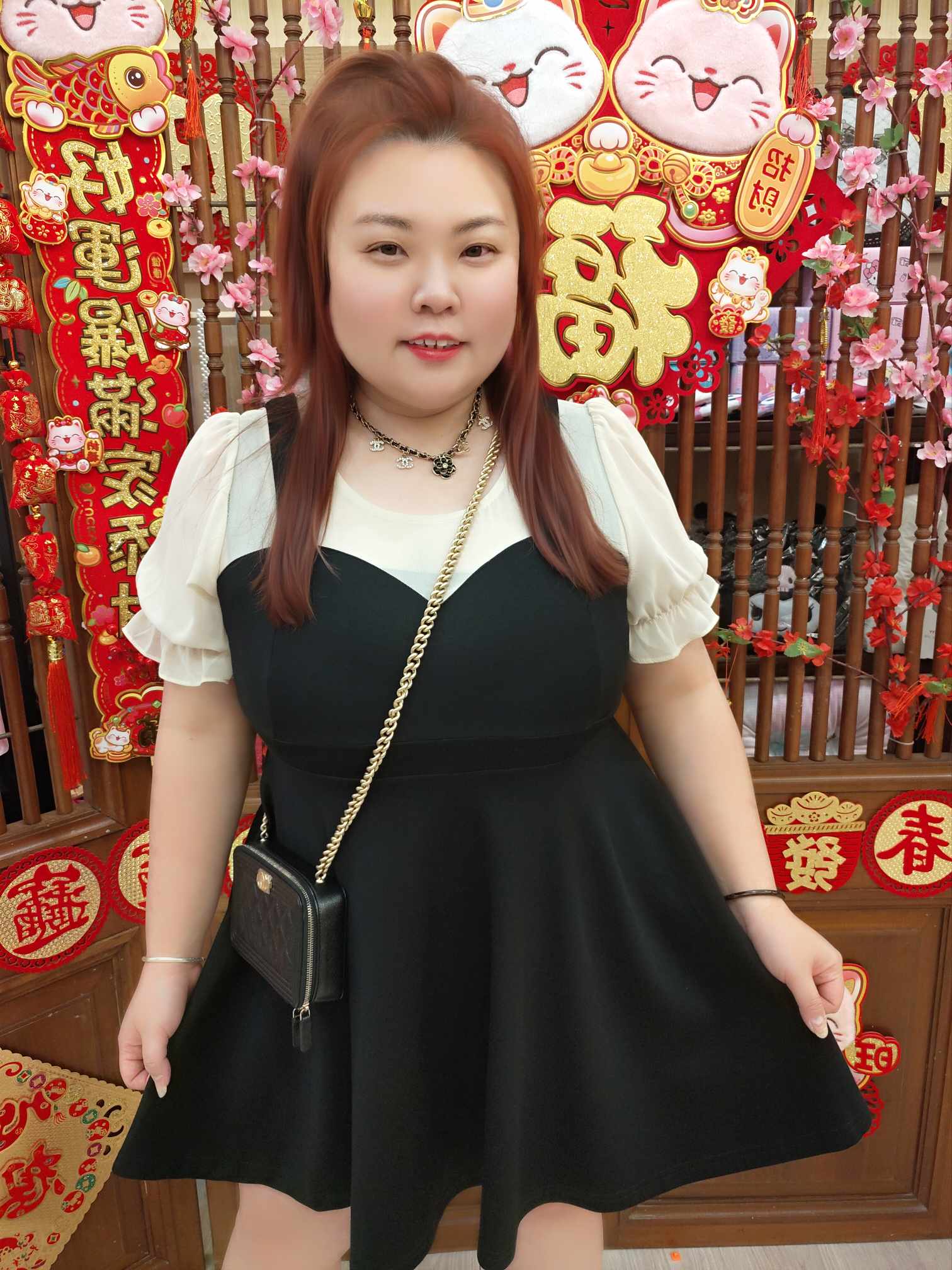 TW#5722 假两件泡泡袖连衣裙