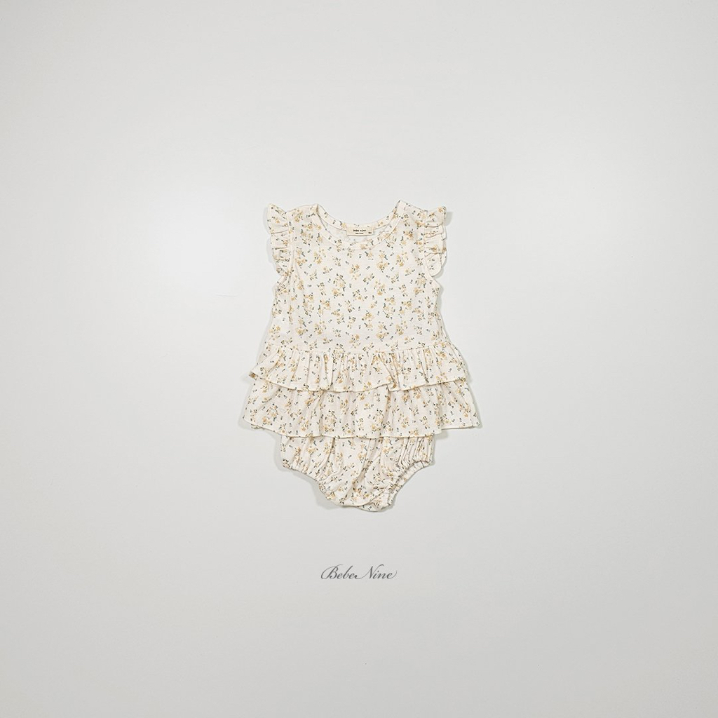 ☀️預訂 韓國直送☀️🇰🇷Bebenine兩色碎花荷葉邊下擺背心燈籠褲套裝