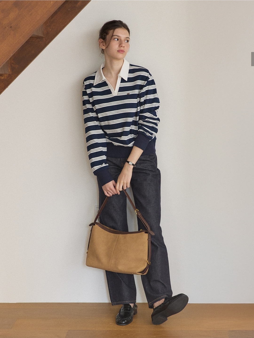 Ourhope Stripe Collar Sweatshirt 