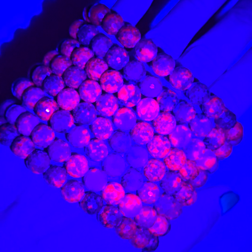 Ruby in kyanite faceted bead bracelets with UV, larger beads - RBY138