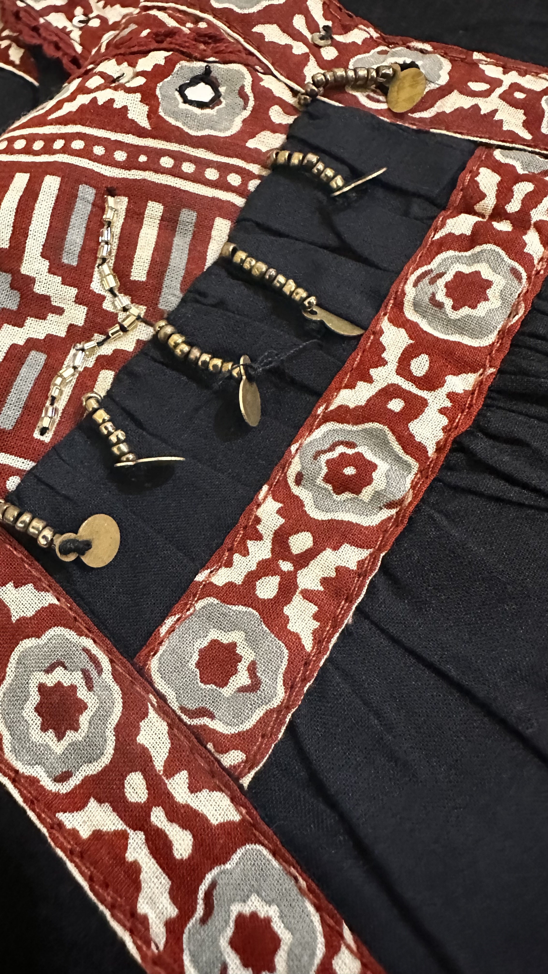 Black and deep red cotton Kurta set