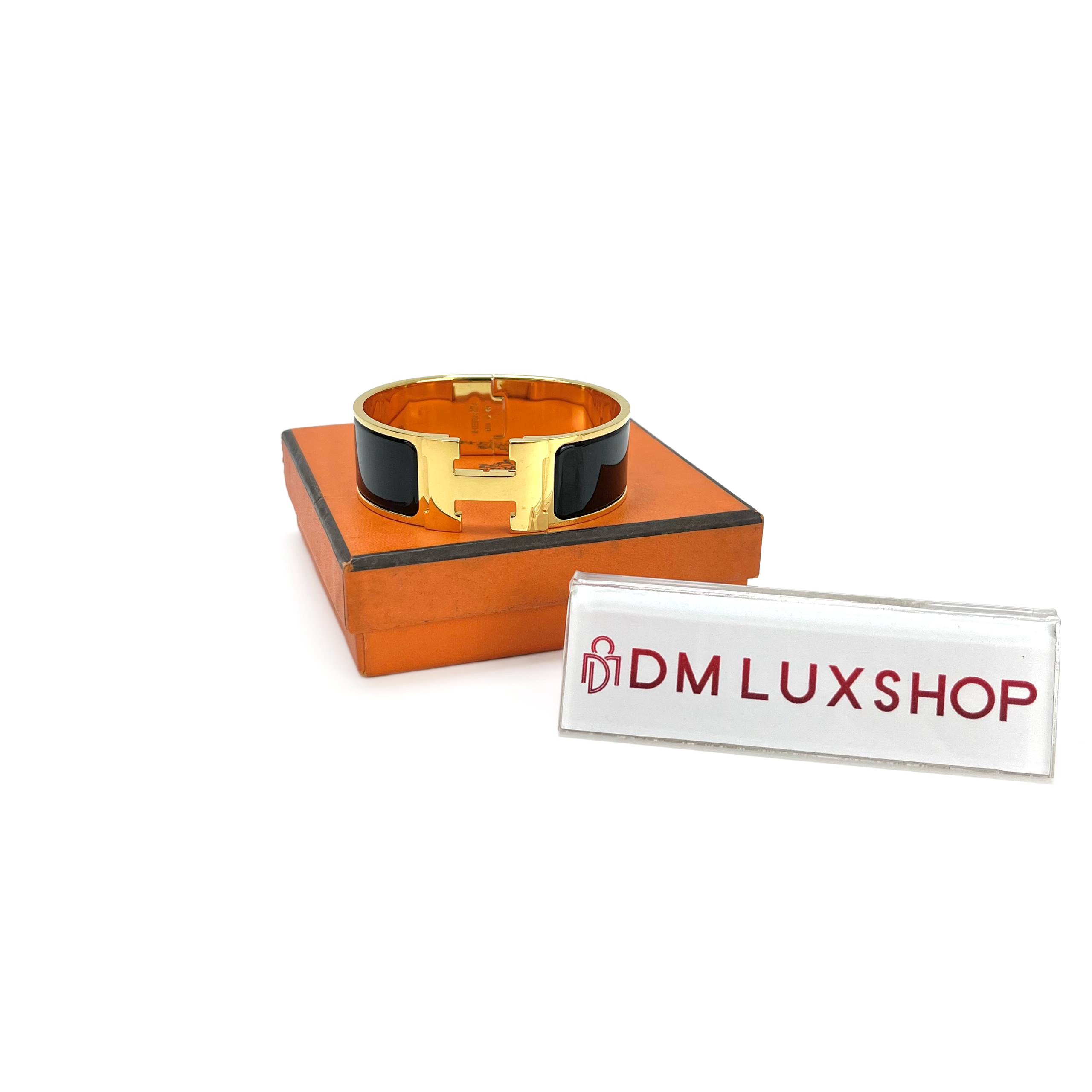 Hermes Black Clic H Bracelet GHW