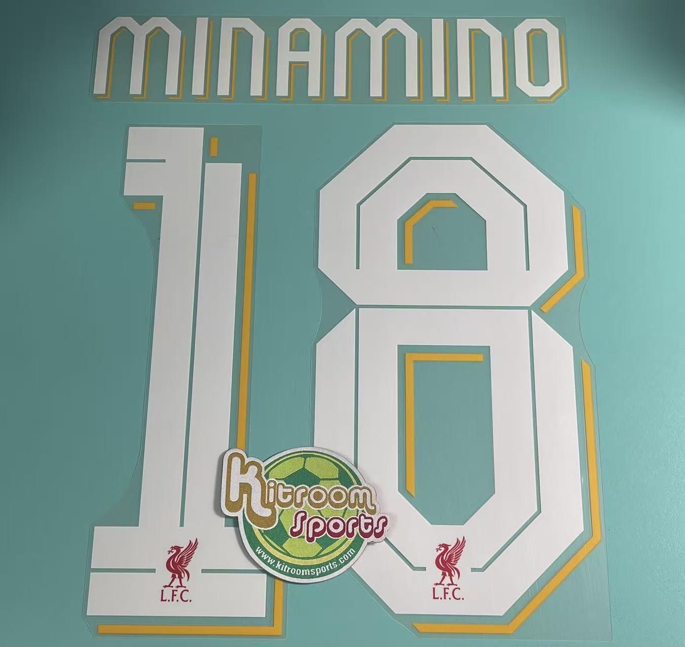 2022-23 Liverpool Home UCL Nameset #18 MINAMINO