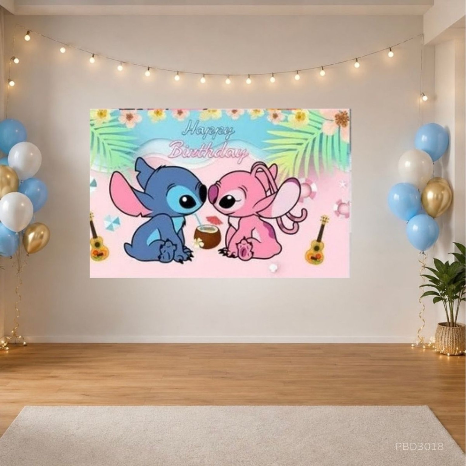 Stitch 史迪仔主題生日派對背景布 150×100cm Backdrop 場地佈置拍照牆 PBD3018