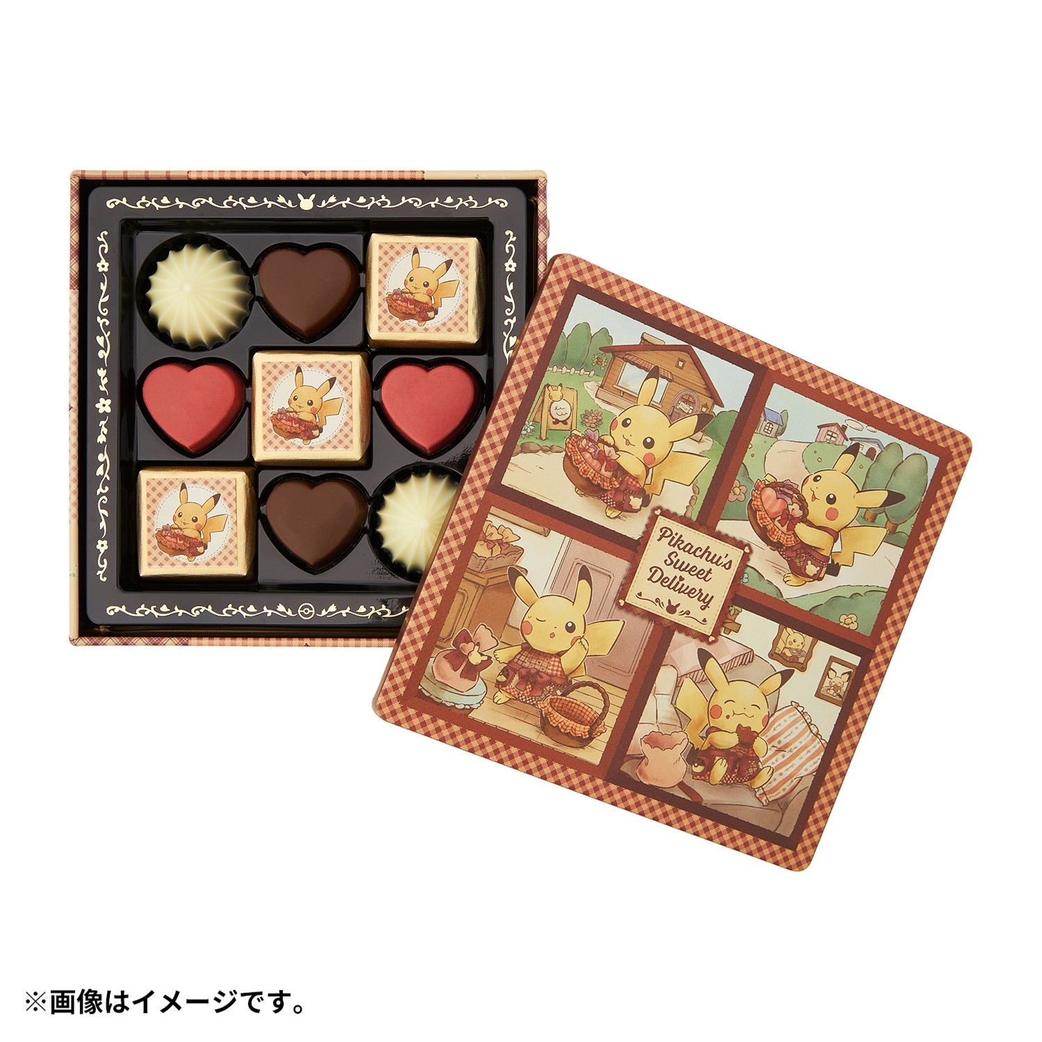 Pokemon Center 2026 モロゾフ スクエア缶 アソートチョコレート Pikachu’s Sweet Delivery 朱古力 9個入 - 01260357