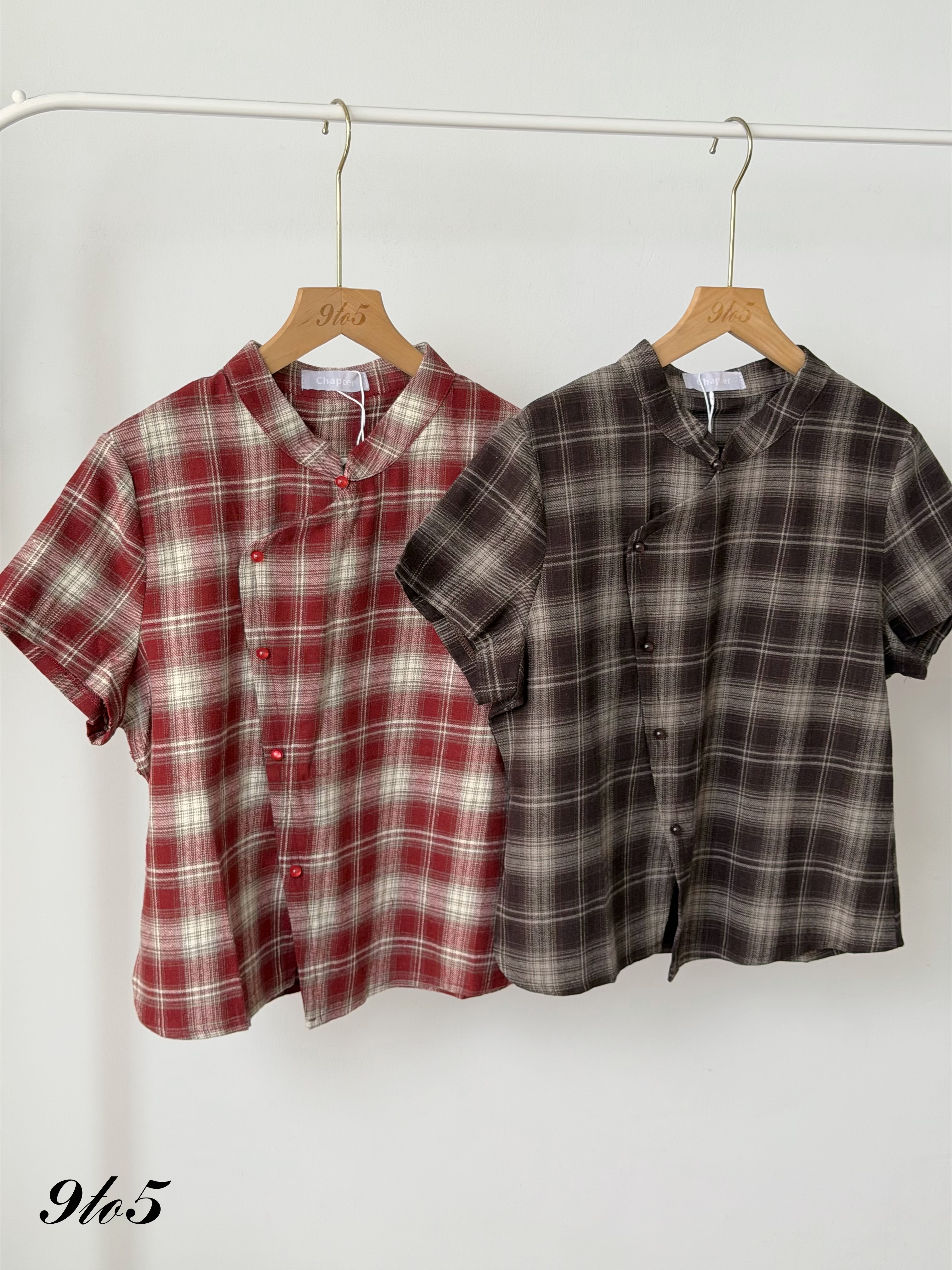 T4516 Vintage Checkered Cheongsam Top - 4 Colors