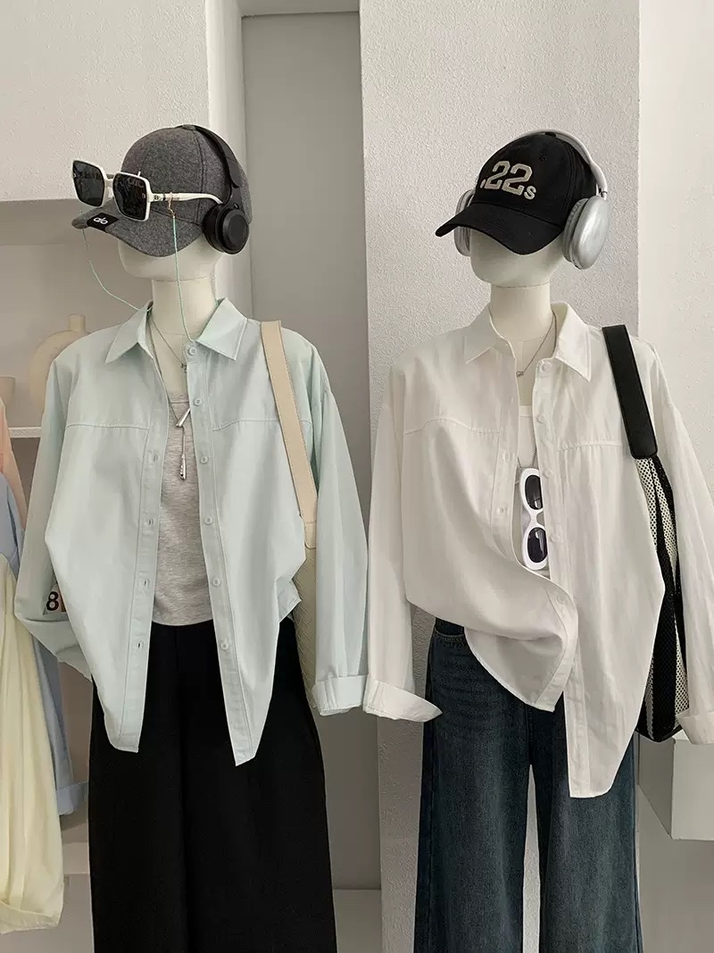 衬衫控必入！ 慵懒感中长款纯色衬衫