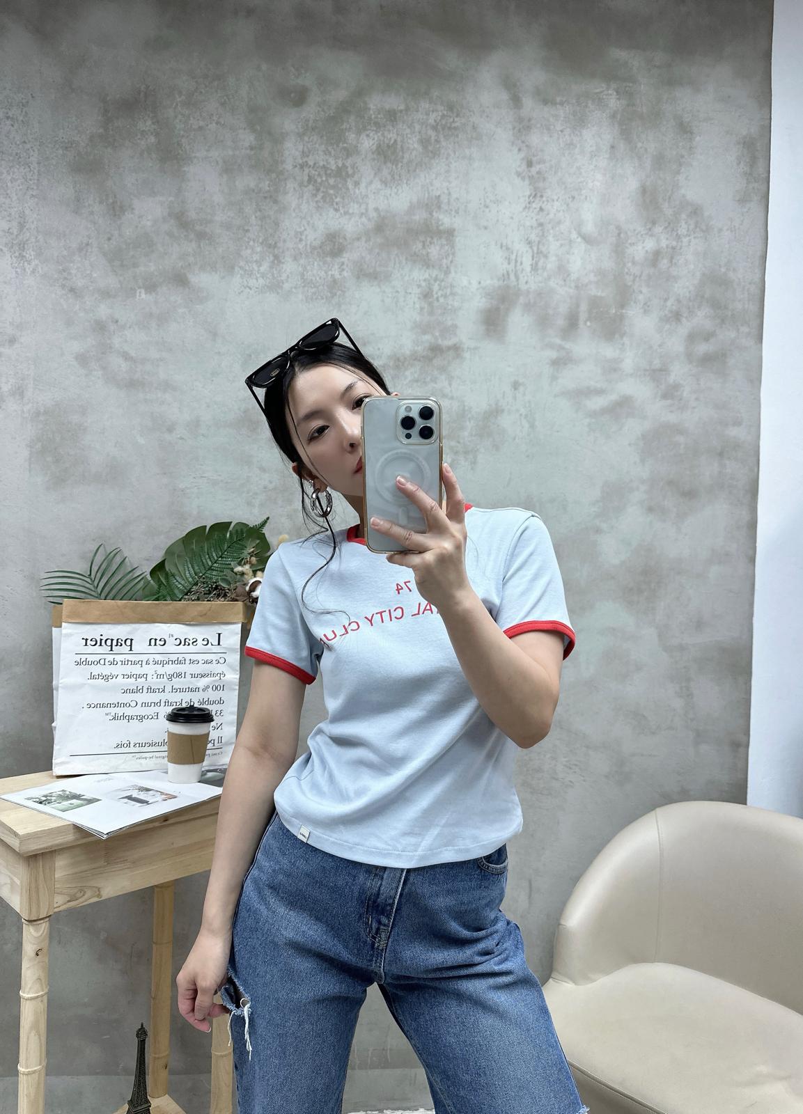 K07 拼色領Tee