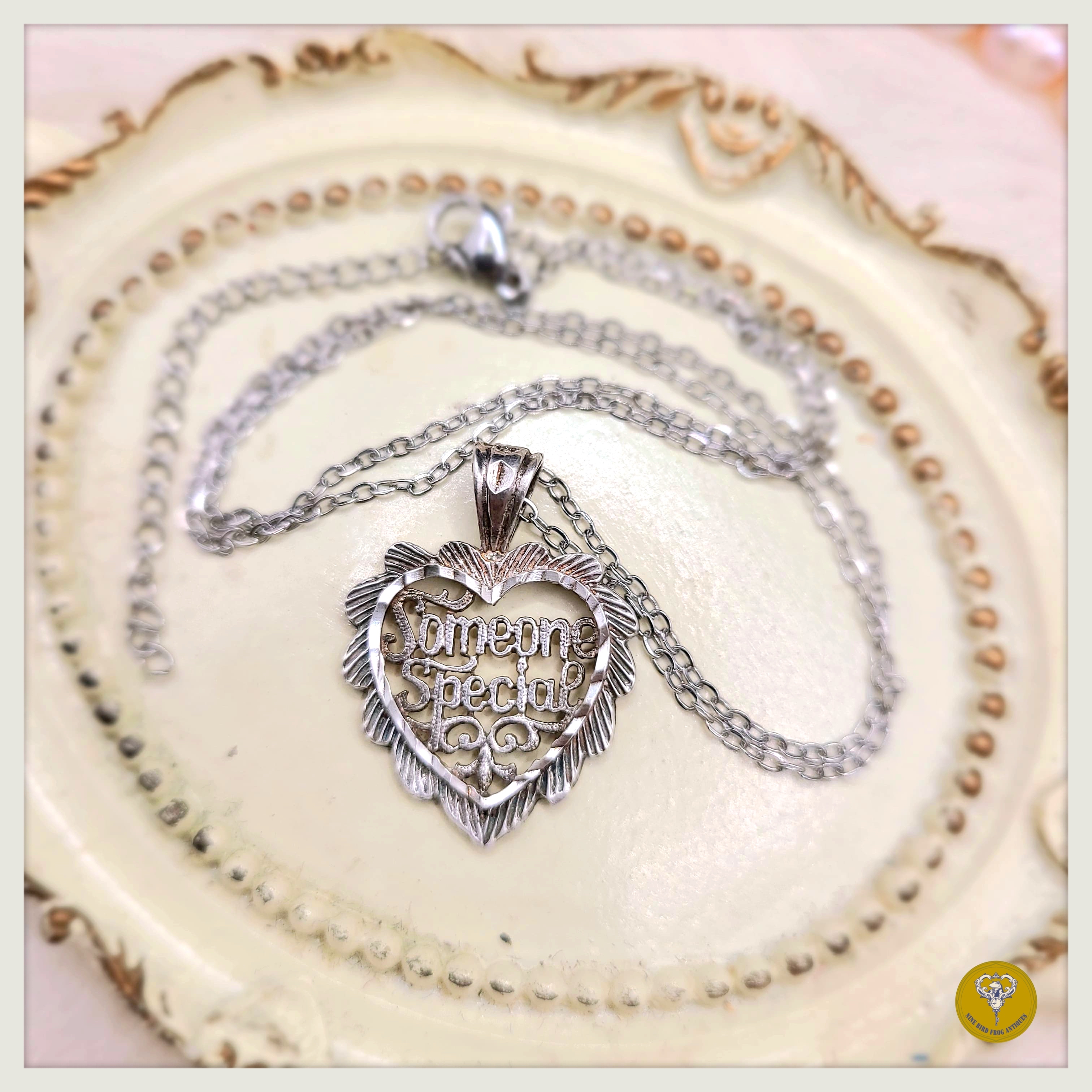 80年代 “Someone Special” 心型鏤空手工純銀吊嘴頸鍊