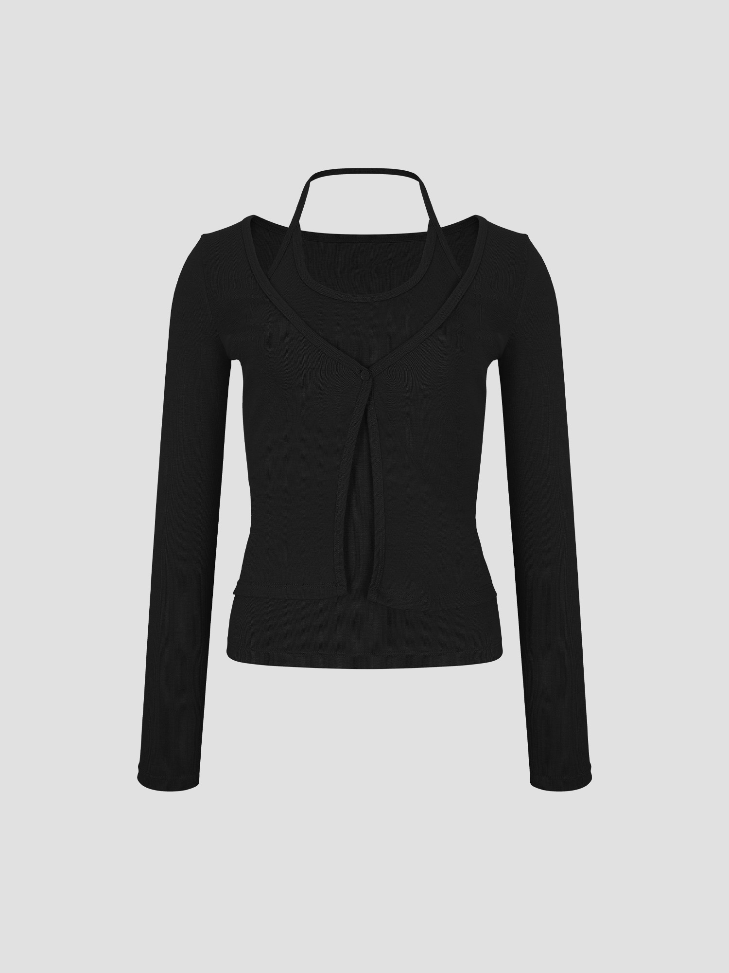 預購_Halter Neck Sleeveless Layered Cardigan by Conch