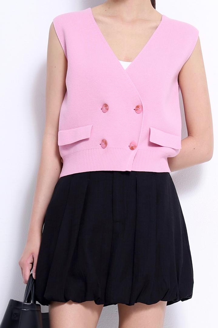 CB2725 V NECK KNITTED VEST TOP