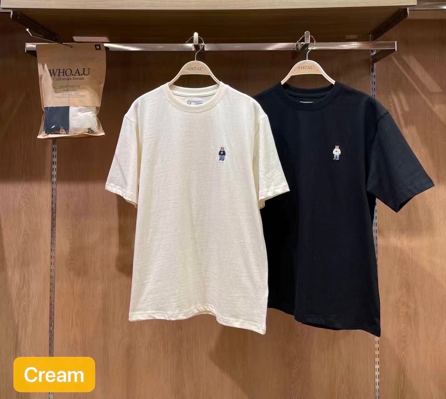 🇰🇷韓國Who A U 刺繡小熊短袖Tee （2件套）