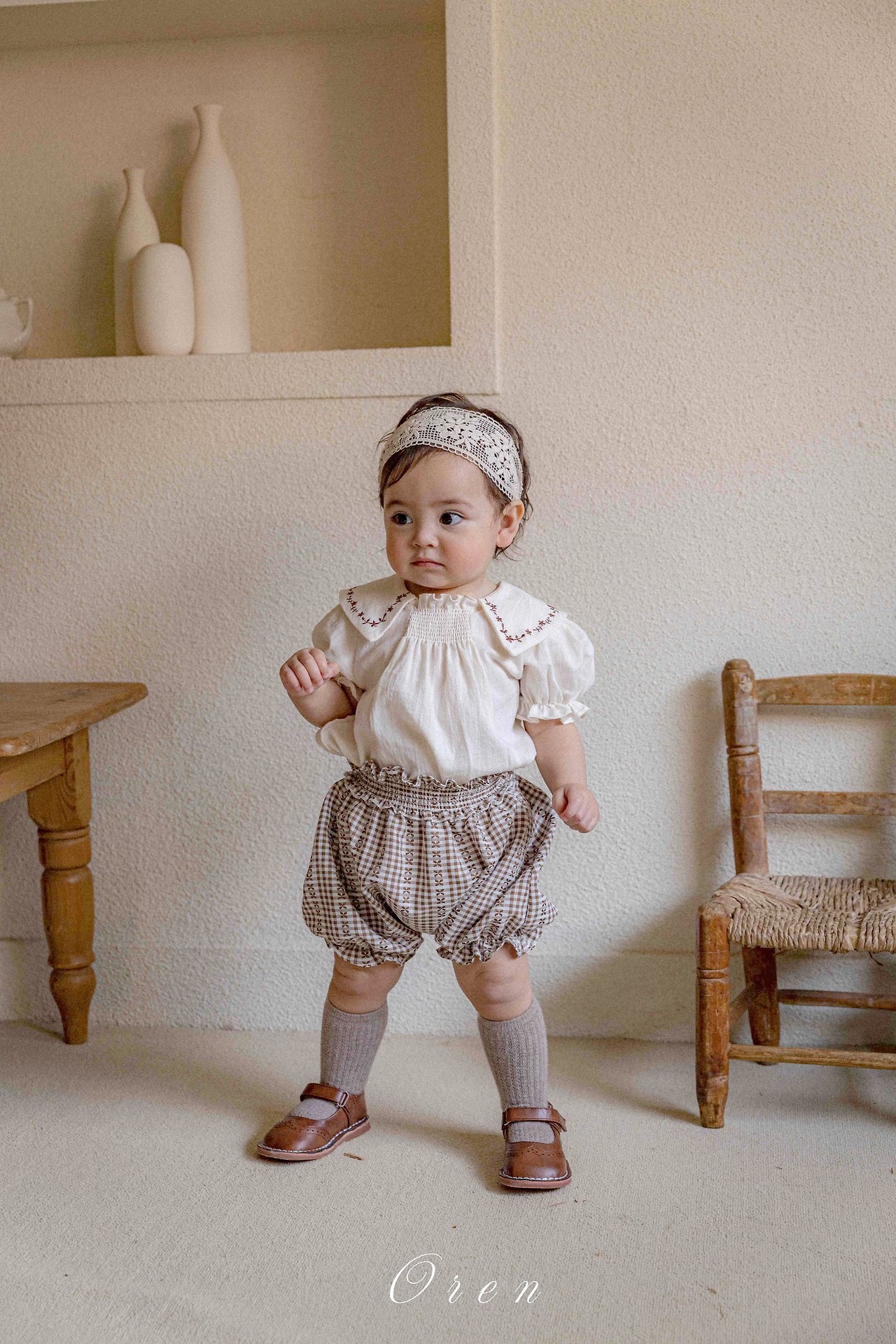 ☀️預訂 韓國直送☀️🇰🇷Oren Camille花卉刺繡翻領短袖上下套裝