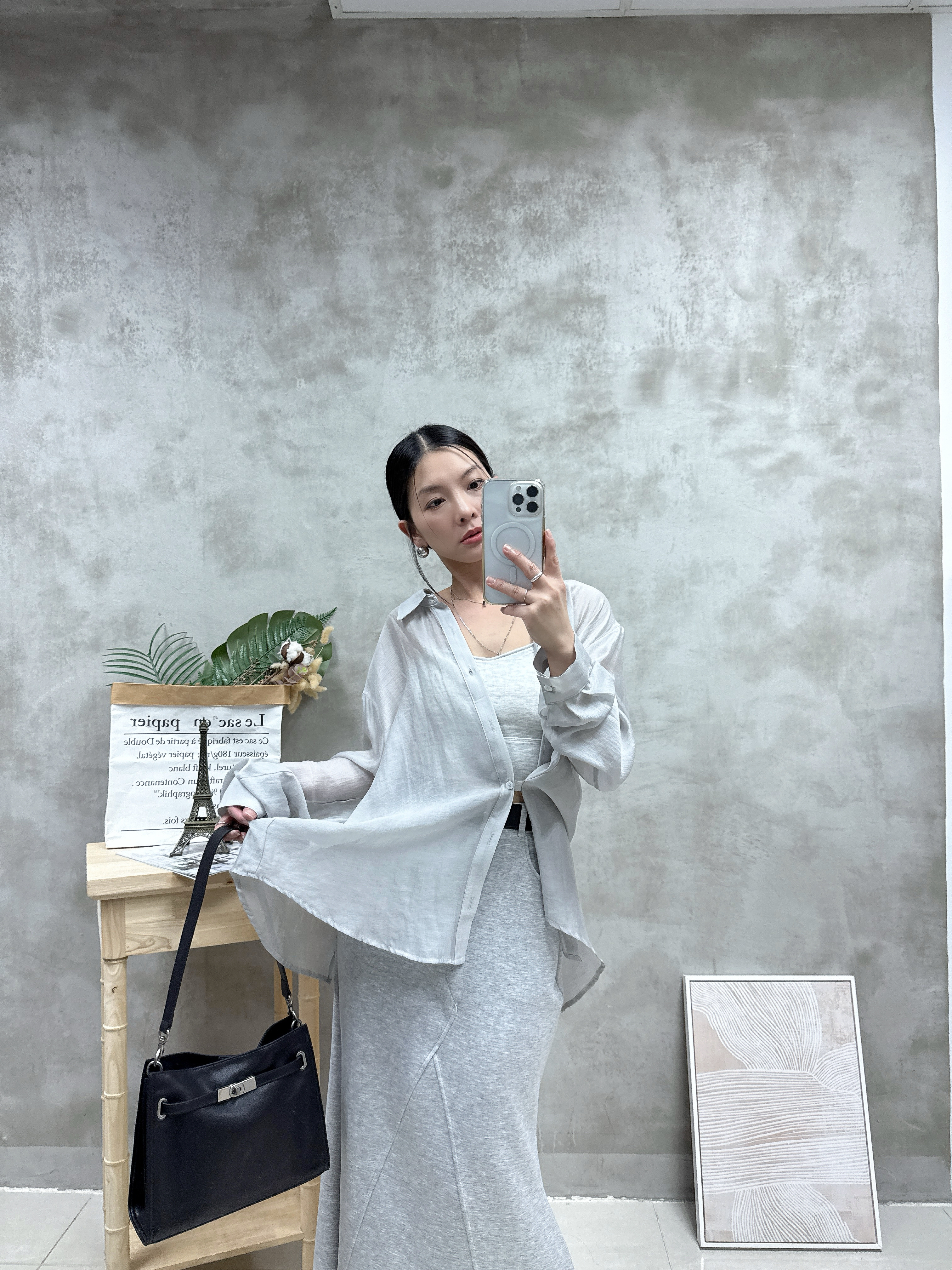 絲質側扣防曬恤衫