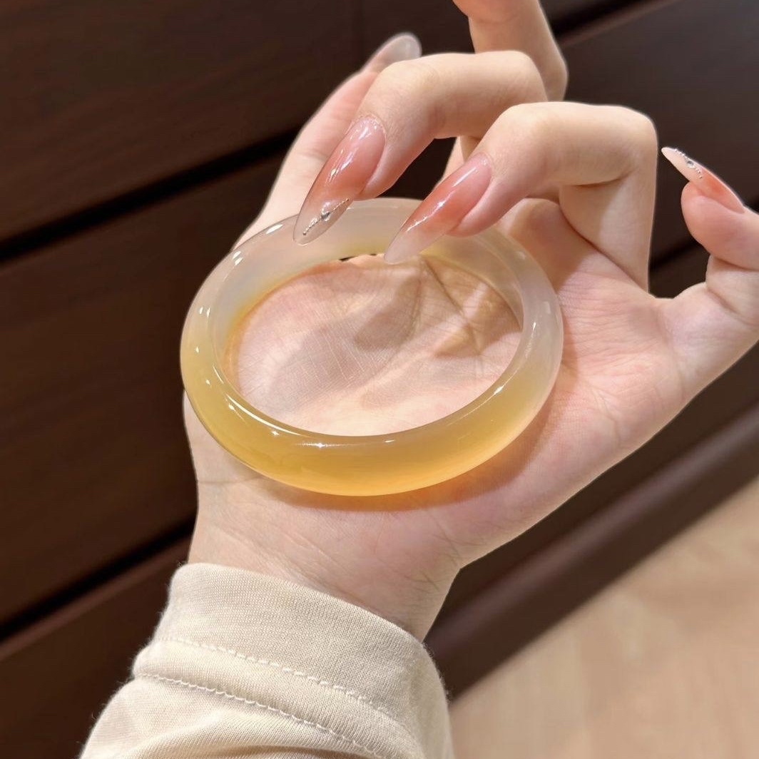 天然玛瑙玉髓 💛一口糖冰黄手镯 