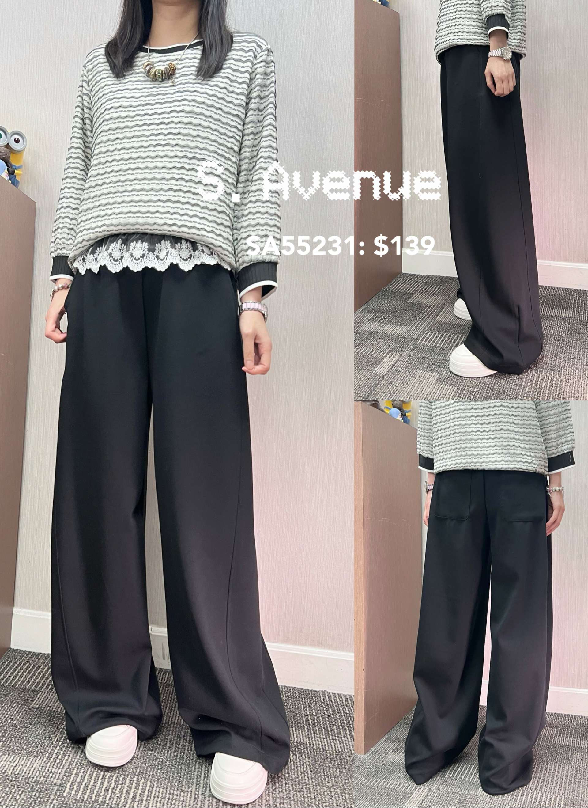 SA55231: 橡筋腰lace邊靚料靚cut彎刀褲