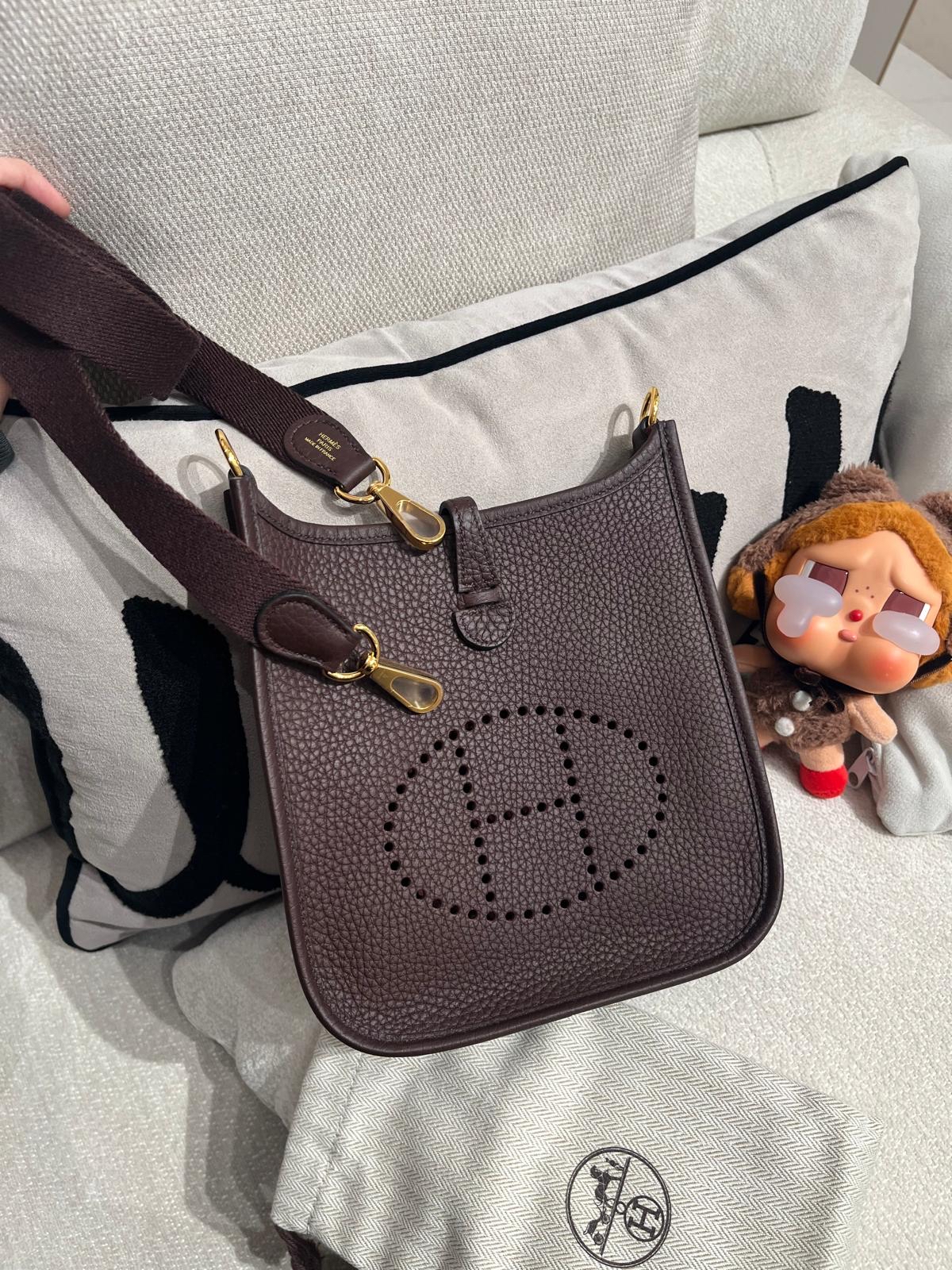 全新 Hermes mini evelyne,馬鞍紅實物咖啡色 100%Authentic ,brand new ✅收據✅dust bag✅box 