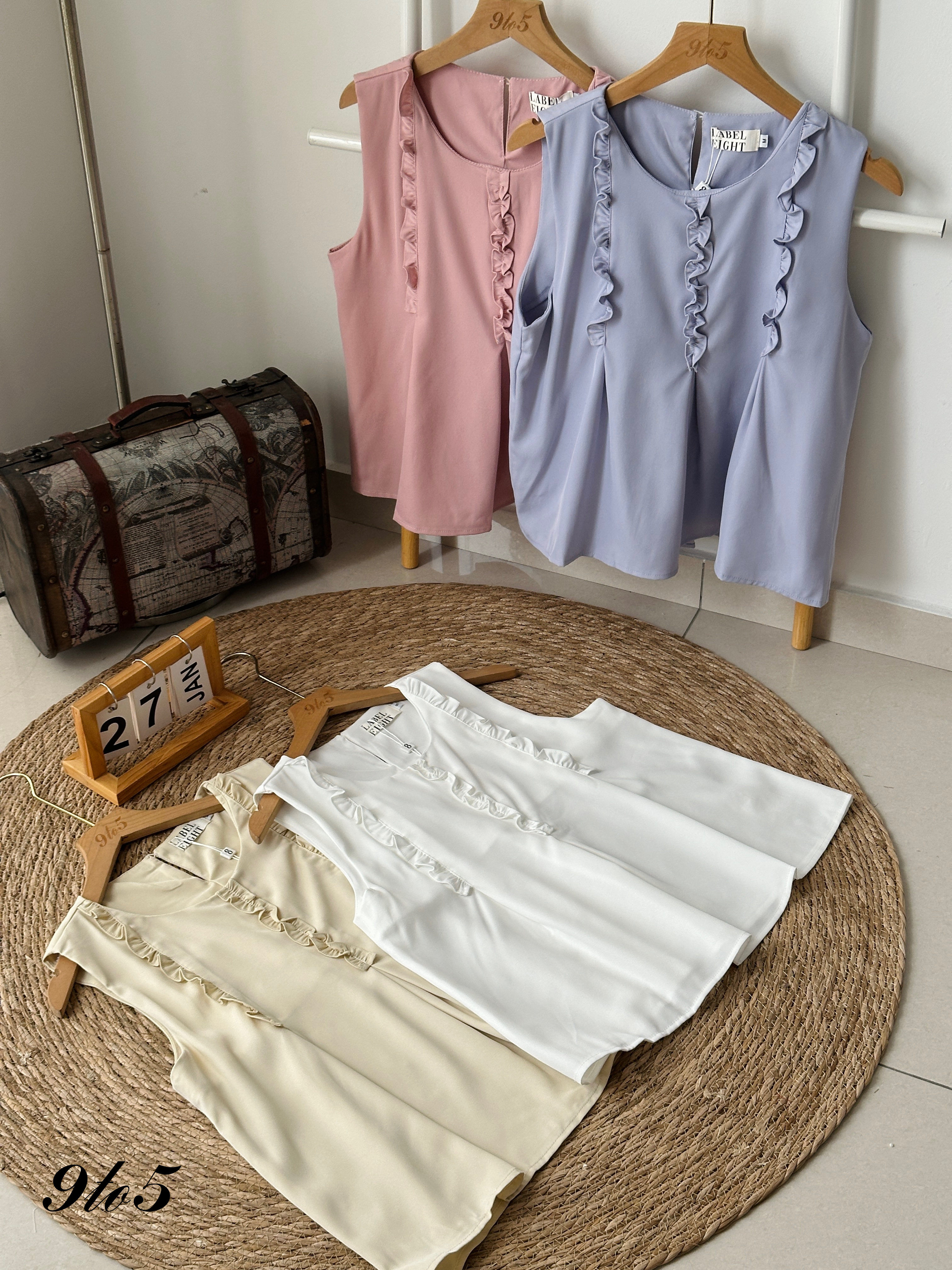 T3925 Sleeveless Ruffle Top - 4 Colors