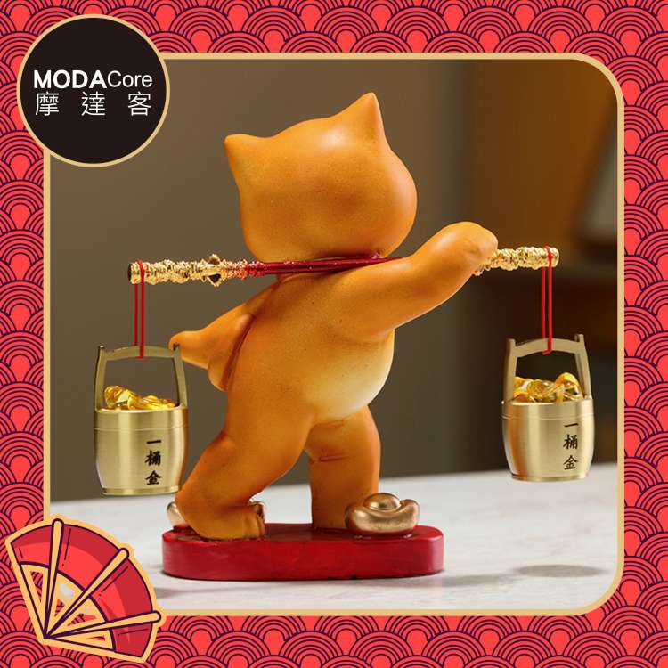 📦訂購 台灣代購 摩達客 開運招財 風水好運勢 扁擔招財進寶貓擺飾